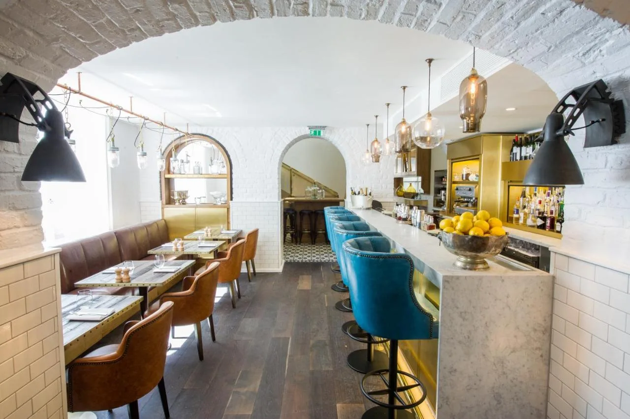Restaurant seating area at The Ampersand Hotel's Mediterranean restaurant