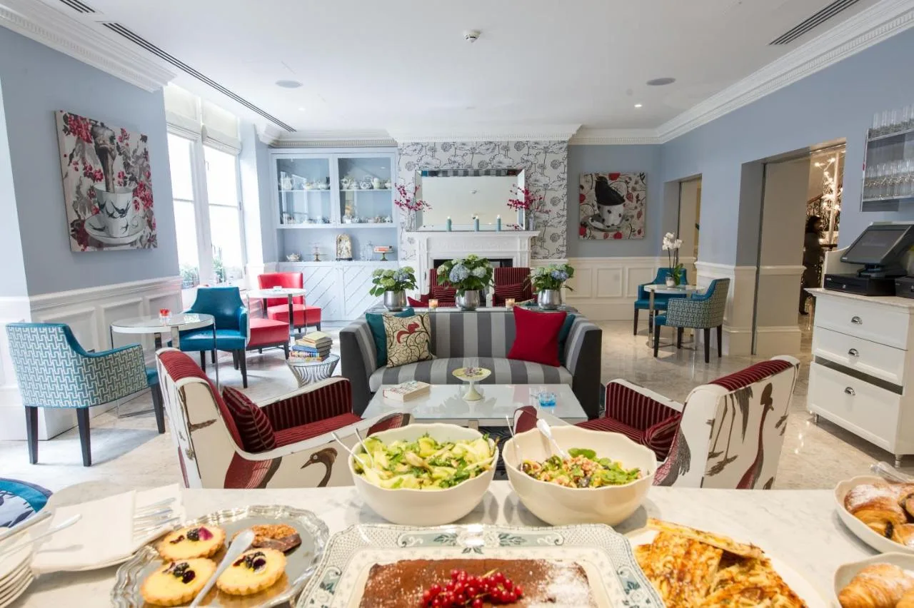 Breakfast table laid with food at The Ampersand Hotel, South Kensington